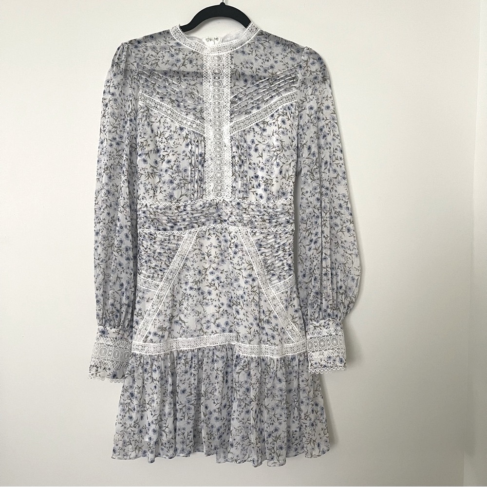 EVER NEW Floral Lace-Trim Long Sleeve Dress